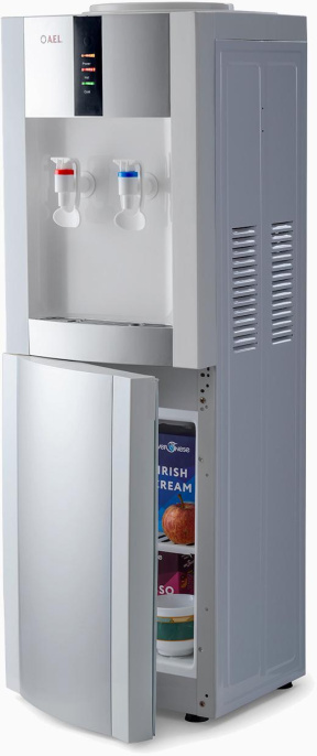 Кулер AEL LC-AEL-47b, напольный, компрессорный, "push" - кран, белый/серебристый [00303]