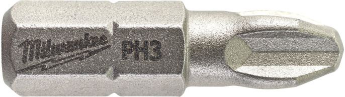 Бита Milwaukee PH3 25мм 25шт 4932399588 твердость: 60HRC, для использования с ударными шуруповертами, закаленная лазером, наконечник подвергается специальной закалке при температуре до 870°C