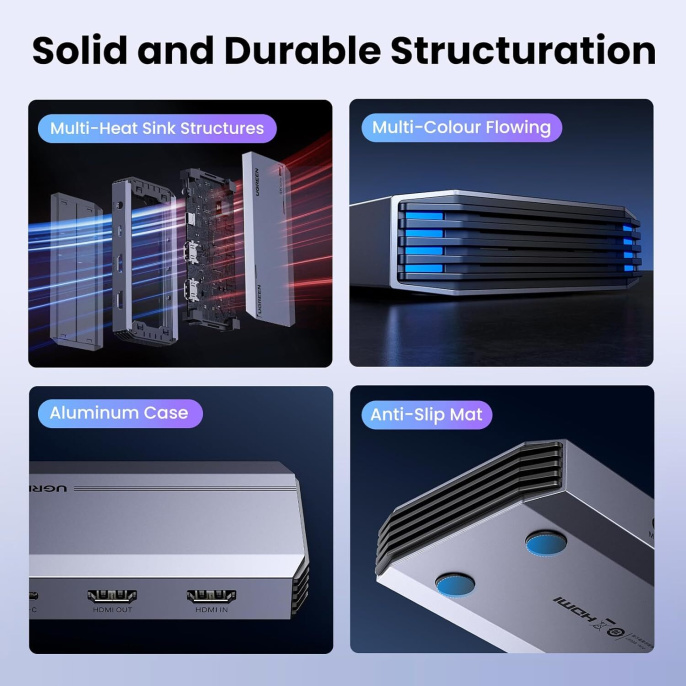 Карта видеозахвата UGREEN CM700 25173 HDMI 4Kx2K@60Hz Video Capture Card, серый