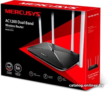 Роутер беспроводной Mercusys AC12 AC1200 10/100BASE-TX черный