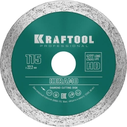 Диск алмазный отрезной сплошной по керамограниту KRAFTOOL Keramo 115х22 мм 36684-115