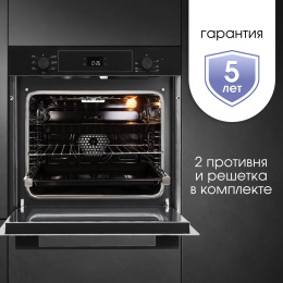 Духовой шкаф электрический ZIGMUND & SHTAIN E 158 B,  72л,  дверца с 3 стеклами,  черный