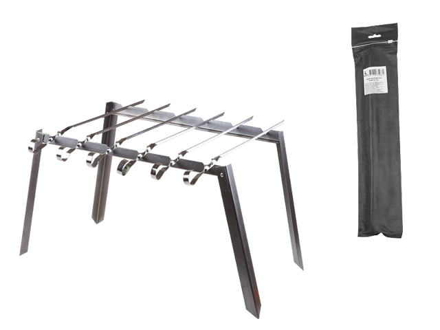 Подставка под шампура + 6 шампуров в чехле 400х250, тол. 0,7мм, шампур 370х10мм , PERFECTO LINEA 47-750889