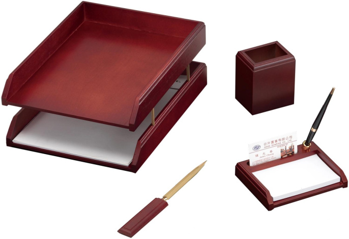 Настольный набор Good Sunrise M4C-10A, 4 предмета, бордовый/черный