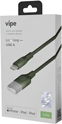 Кабель Vipe VPCBLMFIPVCGRN USB (m)-Lightning (m) 1.2м зеленый