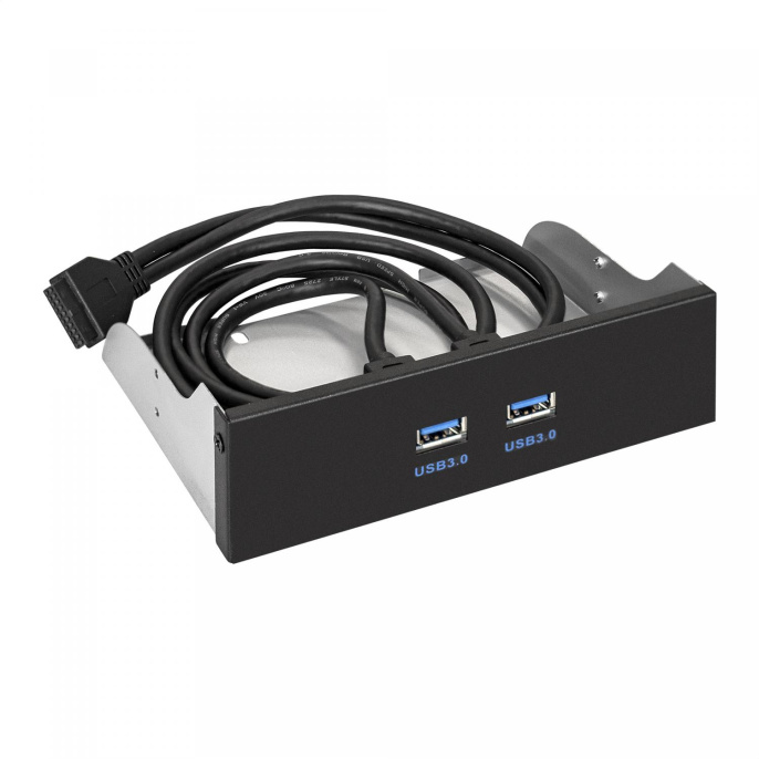 Планка USB Exegate U5H-615, 5,25", 2*USB3.0, черная, металл, подсоед. к MB OEM (127616) EX289289RUS
