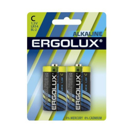 Ergolux..LR14 Alkaline BL-2 LR14 BL-2, батарейка,1.5В 2 шт. в уп-ке