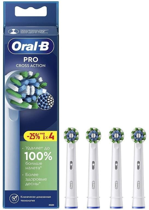Набор сменных насадок Oral-B Cross Action 80750690,  4 шт