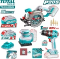 Набор аккумуляторного инструмента TOTAL TOSLI241193 циркулярная пила, шуруповерт, шлифмашина, 2 АКБ