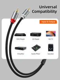 Кабель стерео CABLETIME CF43P (CT-RCA-AG5) 5 м, 2RCA на 2RCA, медный, черный