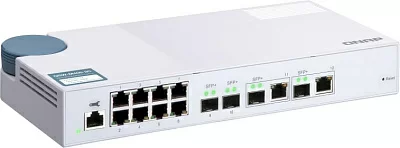 Коммутатор QNAP QSW-M408-2C Managed switch 10 Gb / s with 4 SFP + ports, 2 of which are combined with RJ-45, 8 1 Gb / s RJ-45 ports, bandwidth up to 96 Gb / s, JumboFrame support
