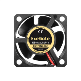 Вентилятор 5В DC ExeGate ExtraSilent ES04020S2P-5 (40x40x20 мм, Sleeve bearing (подшипник скольжения), 2pin, 4800RPM, 21dBA) EX299920RUS
