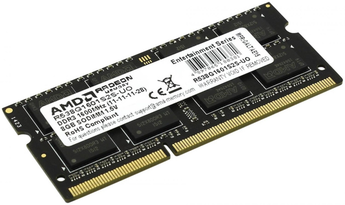 Оперативная память AMD R538G1601S2S-U DDR3 - 1x 8ГБ 1600МГц, для ноутбуков SO-DIMM , Ret