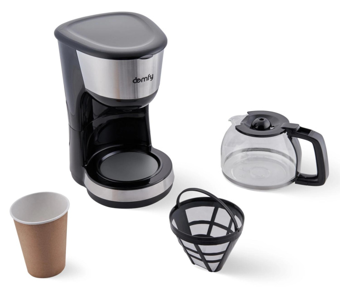 Кофеварка DOMFY DSM-CM301,  капельная,  черный  / серебристый