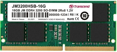 Оперативная память Transcend JM3200HSB-16G 16GB JM DDR4 3200Mhz SO-DIMM 2Rx8 1Gx8 CL22 1.2V
