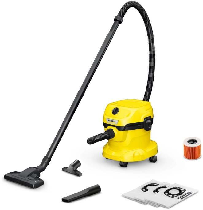 Строительный пылесос Karcher WD 2 Plus V-12/6/18/C Home 1000Вт уборка: сухая желтый