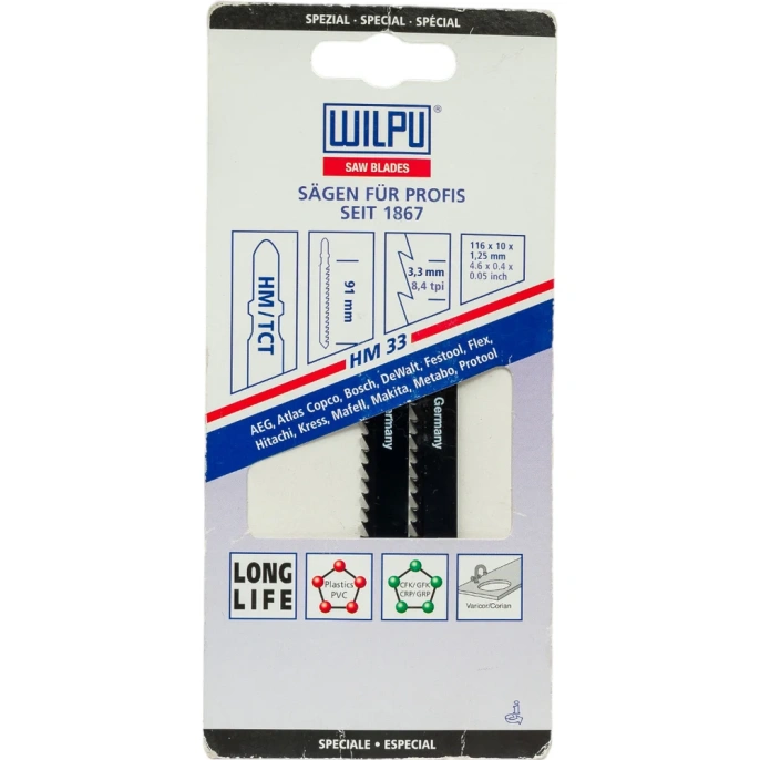 Пилка для полимерных материалов HM 33 2 шт. WILPU 259500002