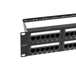 Rexant 02-0032 Панель коммутационная с кабельными органайзерами 19", 2U, 48 портов, UTP, RJ-45, CAT 5e REXANT PRO