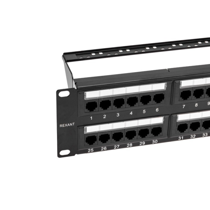 Rexant 02-0032 Панель коммутационная с кабельными органайзерами 19", 2U, 48 портов, UTP, RJ-45, CAT 5e REXANT PRO
