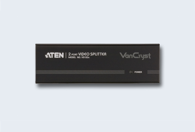 Разветвитель, электрон. ATEN VS132A-AT-G, SVGA, 1 2 монитора 450MHz, 30 метр., F M, без шнуров, DC 5V, 2048*1536 60Hz