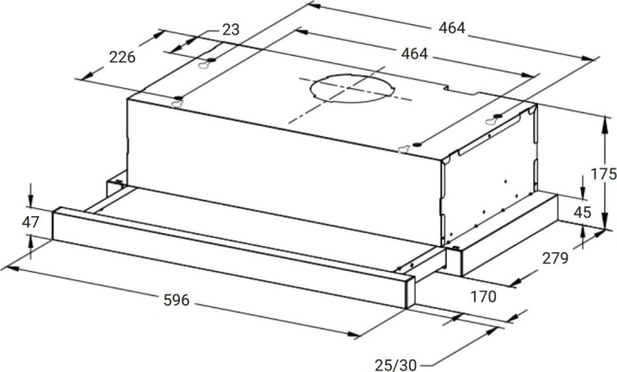 Вытяжка встраиваемая Weissgauff TEL 600 Glass черный управление: кулисные переключатели 1 мотор