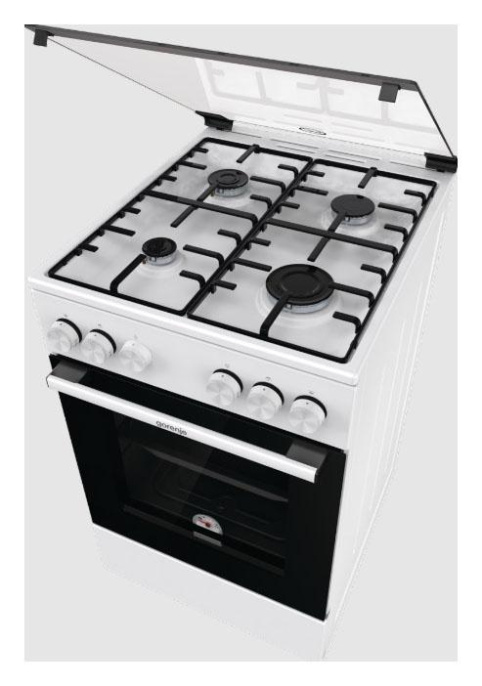 Плита Газовая Gorenje GG5A10WH белый стеклянная крышка реш.сталь