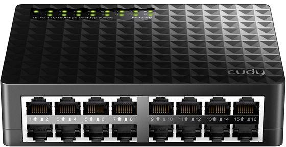 Коммутатор CUDY 16-Port 10/100 Mbps Metal Switch 16-Port 10/100 Mbps Switch, 16 10/100 Mbps RJ45 Ports, Switch/VLAN/Extend working mode DIP switch, Rack-mountable Steel Case, Power Saving, Plug & Play, Rack-Mount kits included FS1016