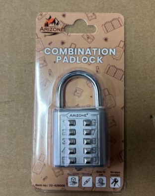 Замок навесной кодовый, серебро, ARIZONE (32-428006)