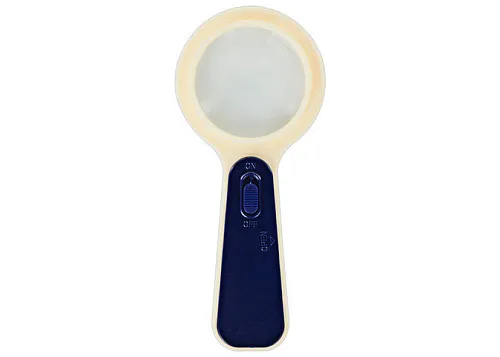 Лупа STAFF ручная 4х, 60 мм, с подсветкой, сине-бежевая 454126