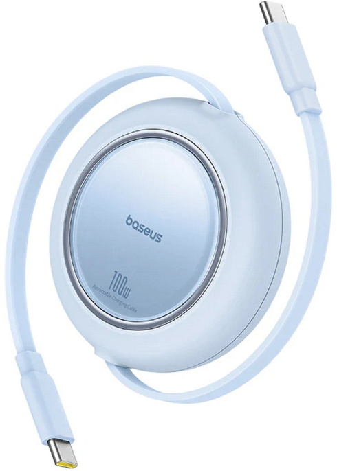Кабель Baseus P10364500313-01 Free2Pull Mini Retractable Charging Cable USB-C to USB-C 100W 1.5m Galaxy Blue