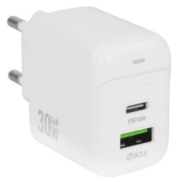  BOROFONE BAS45A/ Сетевое ЗУ/PD + QC 3.0/ 2 USB: Type-C + Type-A/ Выход: 30W + 18W/ White (B-13871)