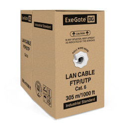 Кабель ExeGate UTP4-C6-CCA-S23-IN-PVC-GY-305 UTP 4 пары кат.6 CCA, 0.57мм (23AWG), 305м, серый PVC EX186134RUS