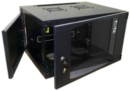 Шкаф коммутационный LanMaster Next TWT-CBWNG-9U-6X4-BK настенный,  стеклянная передняя дверь,  9U,  550x494x450 мм