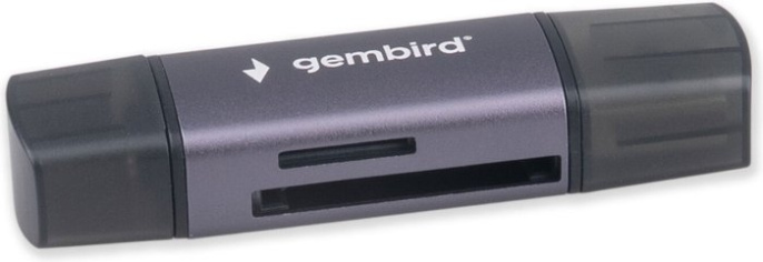 Картридер Type-C/USB OTG Gembird FD2-MSD-6 2в1: SD, TF MicroSD , алюминий