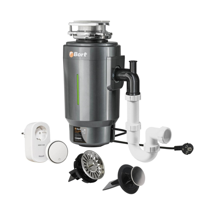 Bort Измельчитель пищевых отходов TITAN 8000 CONTROL {Мощность л.с. 1 ; 800 Вт; 6 кг/мин; 4200 об/мин; 1400 мл; Металл ; набор аксессуаров 8 шт} [93417913]