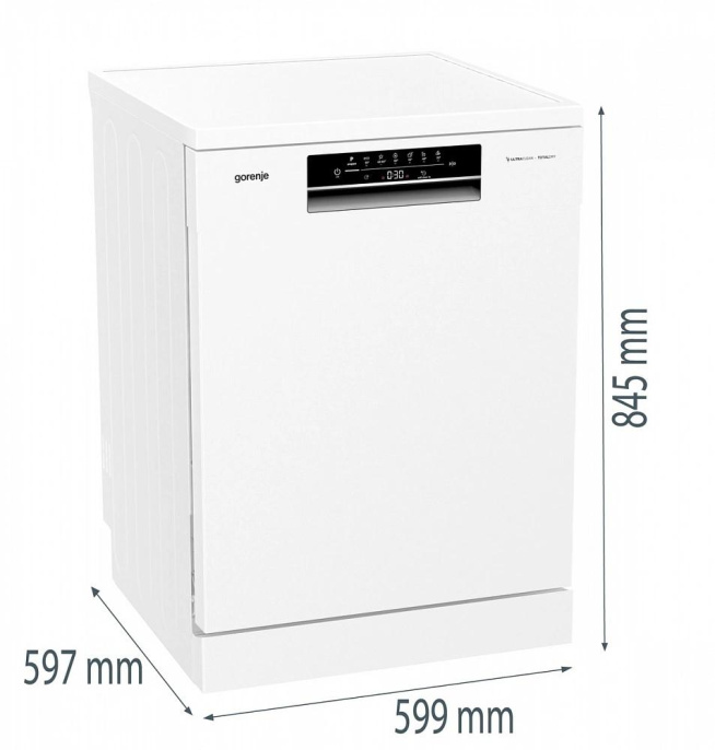 Посудомоечная машина Gorenje GS642C90W 2 корзины , полноразмерная, напольная, 59.9см, загрузка 14 комплектов, белая
