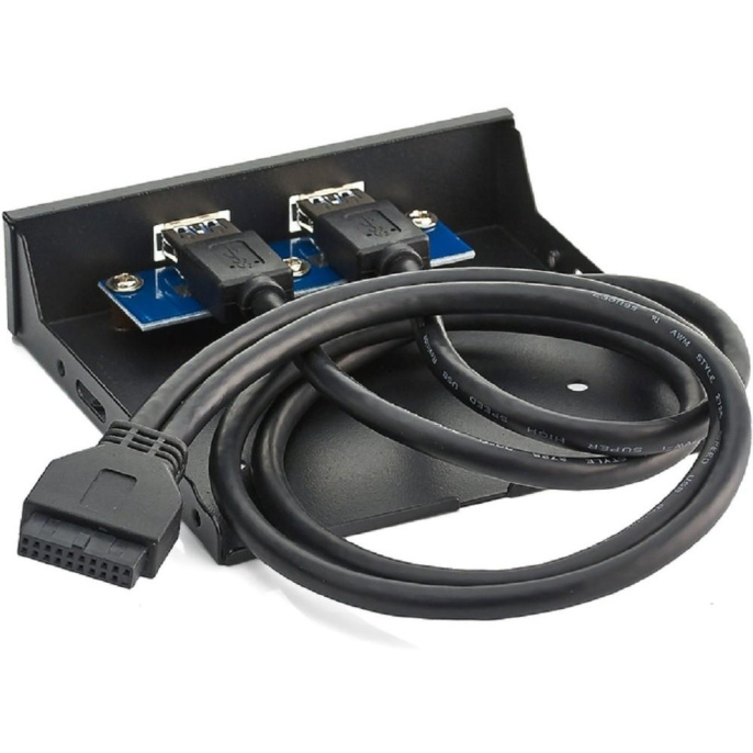 Планка USB на переднюю панель ExeGate U3H-615, 3,5", 2*USB3.0, черная, металл, подсоединение к мат. плате EX280446RUS