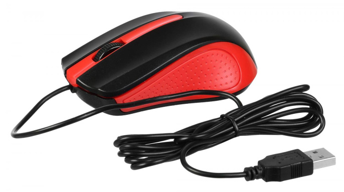 Мышь проводная Acer OMW012, оптическая, USB, 1200dpi, черный и красный [zl.mceee.003]