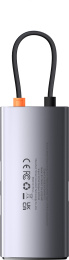 Док-станция Baseus WKWG070113 Metal Gleam Series 4-in-1 Multifunctional Type-C Gray; вход: Type-C; порт: USB3.0*3+RJ45*1