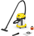 Строительный пылесос Karcher WD 3 S V-17/4/20 1000Вт (уборка: сухая/влажная/выдув/сбор воды) желтый