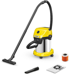 Строительный пылесос Karcher WD 3 S V-17/4/20 1000Вт (уборка: сухая/влажная/выдув/сбор воды) желтый