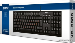 Клавиатура Sven KB-S300 black (USB) (SV-0157560) (проводная, USB, 104 кл., влагоустойчивая конструкция, комфортный, тихий и четкий ход клавиш)