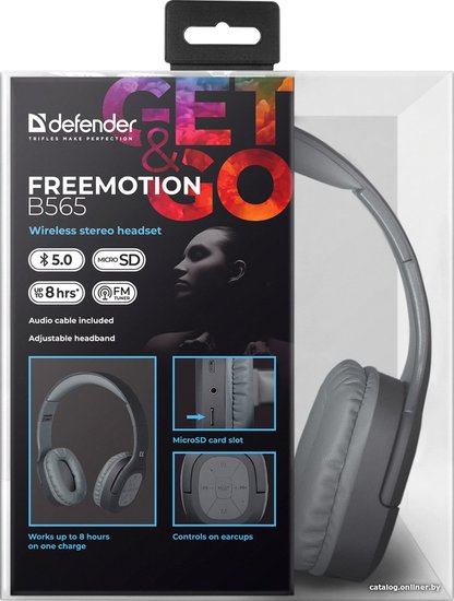Bluetooth-гарнитура Наушники с микрофоном Defender FreeMotion B565 (Bluetooth5.0, срегул. громкости) 63565