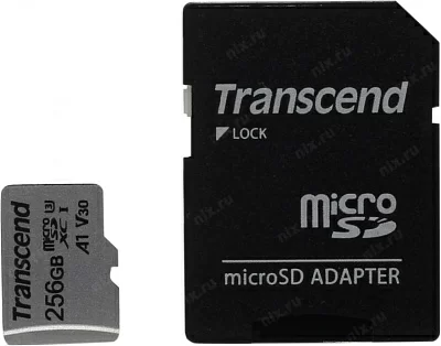 Карта памяти Transcend TS256GUSD300S-A microSDXC Memory Card 256Gb UHS-I U3 V30 + microSD-- SD Adapter