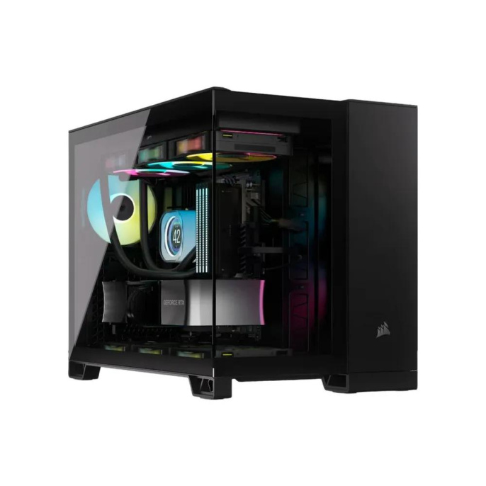 Корпус без блока питания Case Corsair 2500X Airflow, Midi-Tower, TG, no fan, 2xUSB-A 3.2, 1xUSB 3.2 Type-C, mATX, mITX Black