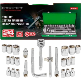 Набор инструментов Rockforce 24 предмета 1/2" (6граней) RF-4245B-5(57881)
