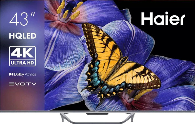 43" Телевизор HAIER Smart TV S4 QLED, 4K Ultra HD, СМАРТ ТВ, Android, серебристый