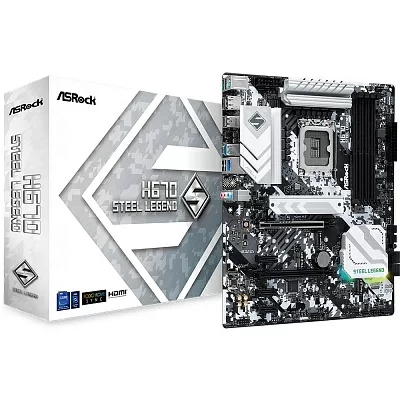 Материнская плата Asrock H670 STEEL LEGEND Soc-1700 Intel H610 4xDDR4 ATX AC`97 8ch(7.1) 2.5Gg RAID+VGA+HDMI+DP