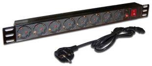 Блок распределения питания Lanmaster TWT-PDU19-10A8P-1.8 гор.размещ. 8xSchuko базовые 10A Schuko 1.8м