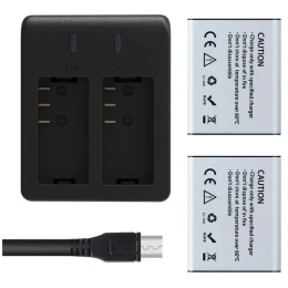 Аккумуляторные батареи для экшн-камеры AKASO Brave 4 Pro/V50X, 2x1350 мАч с двойным зарядным устройством USB